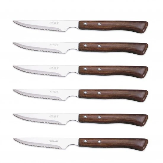 Arcos 6-piece Steak Knife Set With Wooden Handles And Serrated Edges 3 Arcos 6-piece Steak Knife Set With Wooden Handles And Serrated Edges