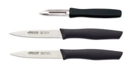 Arcos Nova Set Of 2 Kitchen Knives + 1 Peeler - Black Handles