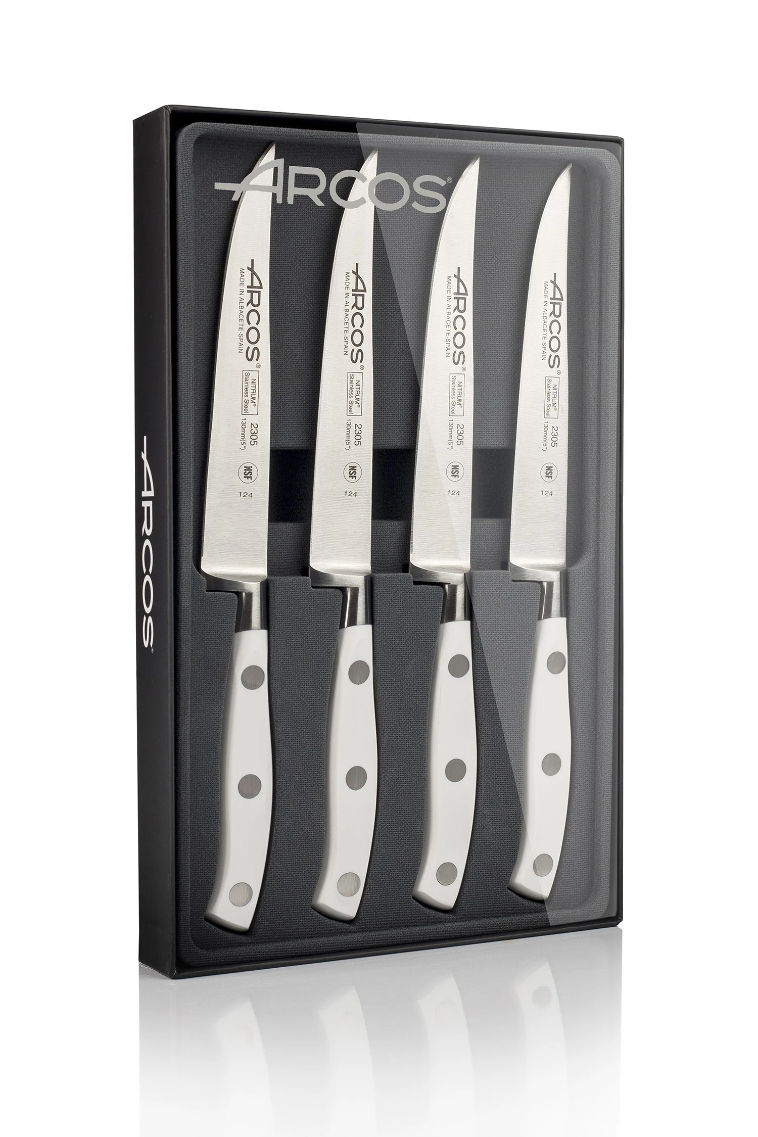 Arcos Riviera White 4-piece Steak Knife Set 13cm 3 Arcos Riviera White 4-piece Steak Knife Set 13cm