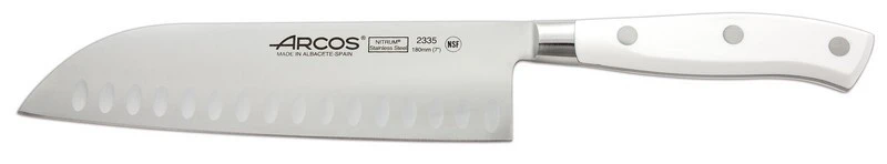 Arcos Riviera White Santoku Knife 18 Cm - Hollow Edge Blade 3 Arcos Riviera White Santoku Knife 18 Cm - Hollow Edge Blade