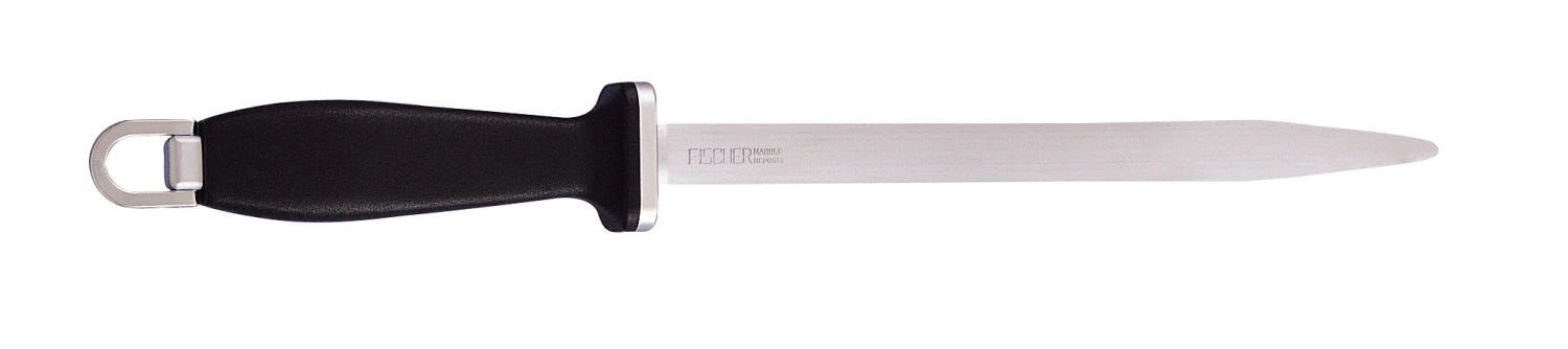 FISCHER Fine Cut Sharpening Steel Oval Rod 30cm - Black Handle 3 FISCHER Fine Cut Sharpening Steel Oval Rod 30cm - Black Handle