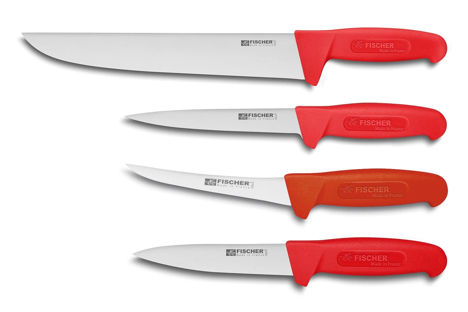 Fischer Professional 4-piece Butcher Knife Set - Red Handles 3 Fischer Professional 4-piece Butcher Knife Set - Red Handles