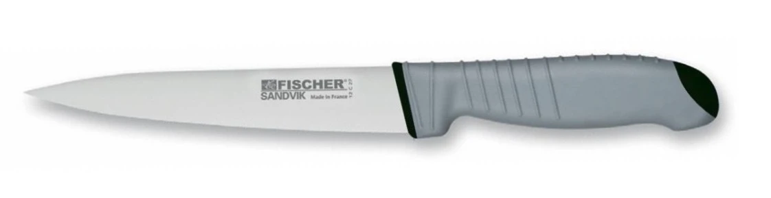 Fischer Sandvik Skinning Knife 17cm Black Handle With Grey Elastomer 3 Fischer Sandvik Skinning Knife 17cm Black Handle With Grey Elastomer