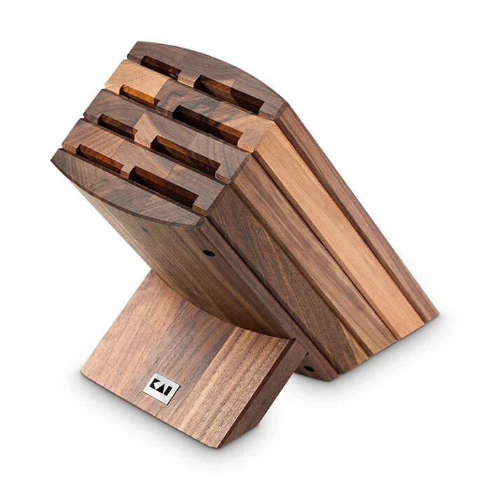 Kai Empty Knife Block For 8 Kitchen Knives - Walnut Wood 3 Kai Empty Knife Block For 8 Kitchen Knives - Walnut Wood
