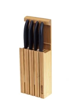 Kyocera Empty Bamboo Knife Block For 4 Kitchen Knives -BladePro Store kyocera empty bamboo knife block 4 kitchen knives 1