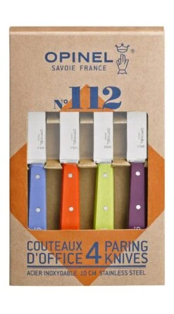 Opinel N°112 Set Of 4 Paring Knives 10cm With Colourful Handles -BladePro Store opinel n112 set 4 paring knives 10cm colourful handles 1