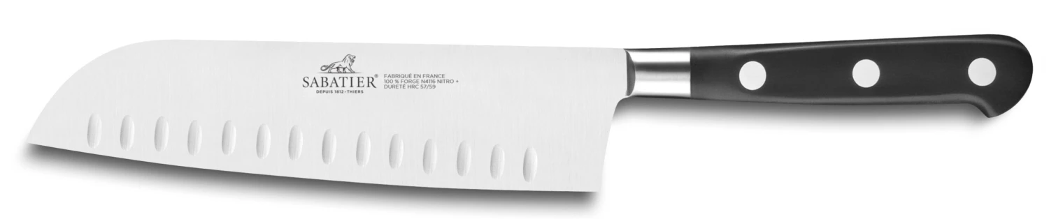 Sabatier Ideal 100% Forged Santoku Knife Hollow Edge Blade 18cm 3 Sabatier Ideal 100% Forged Santoku Knife Hollow Edge Blade 18cm