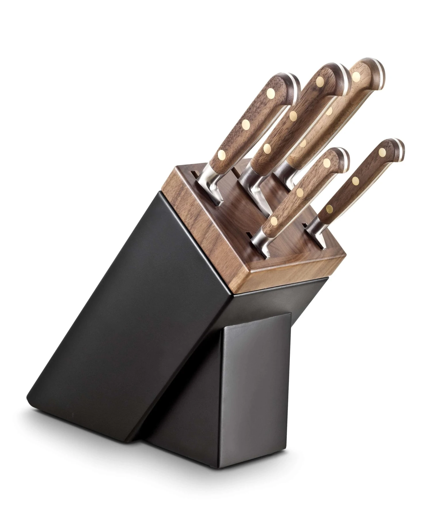 Sabatier Perigord Knife Block With 5 Kitchen Knives - Walnut Wood Handles 3 Sabatier Perigord Knife Block With 5 Kitchen Knives - Walnut Wood Handles