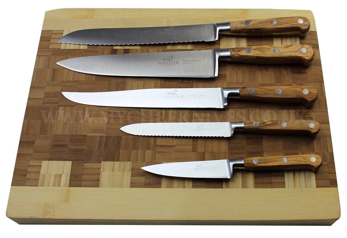 Sabatier Provençao White Knife Block With 5 Kitchen Knives - Olive Wood Handles 4 Sabatier Provençao White Knife Block With 5 Kitchen Knives - Olive Wood Handles - Image 2