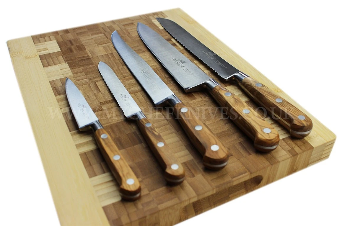 Sabatier Provençao White Knife Block With 5 Kitchen Knives - Olive Wood Handles 5 Sabatier Provençao White Knife Block With 5 Kitchen Knives - Olive Wood Handles - Image 3