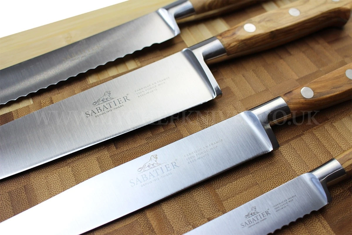 Sabatier Provençao White Knife Block With 5 Kitchen Knives - Olive Wood Handles 6 Sabatier Provençao White Knife Block With 5 Kitchen Knives - Olive Wood Handles - Image 4