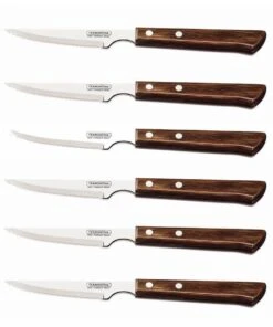 Tramontina 6-piece Steak Knife Set - Brown Handles And Serrated Blades