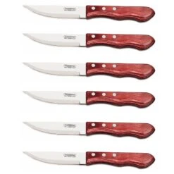Tramontina 6-piece Steak Knife Set - Red Polywood Handles And Serrated Blades -BladePro Store tramontina 6 piece steak knife set red polywood handles serrated blades 1