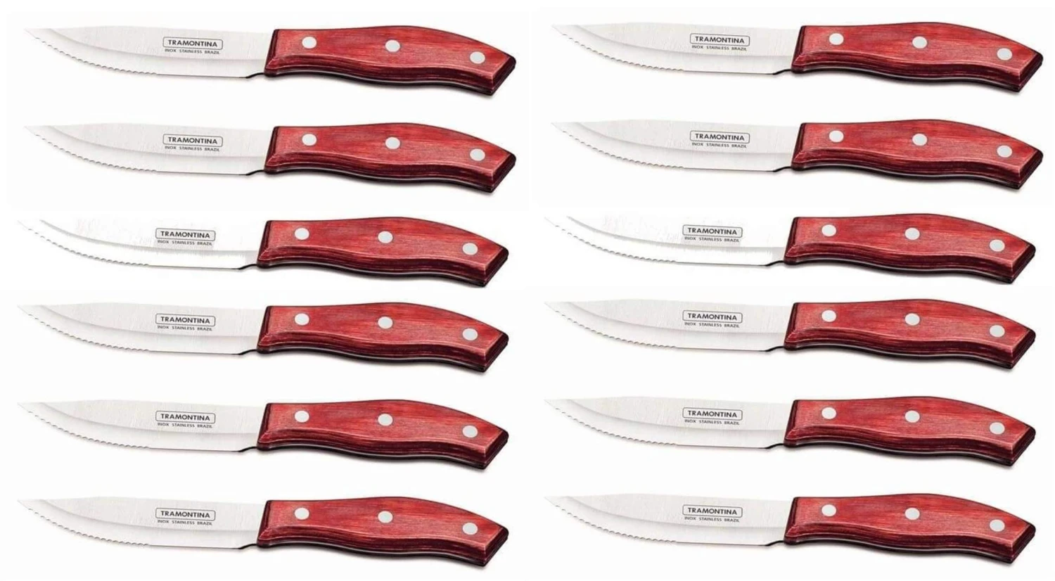 Tramontina Jumbo 12-piece Steak Knife Set With Red Polywood Handles 3 Tramontina Jumbo 12-piece Steak Knife Set With Red Polywood Handles