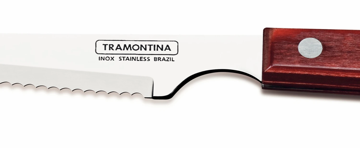 Tramontina Set Of 12 Steak Knives 10cm With Red Handles 5 Tramontina Set Of 12 Steak Knives 10cm With Red Handles - Image 3