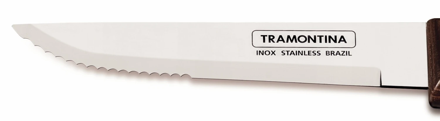 Tramontina Set Of 12 Steak Knives With Brown Handles And Serrated Blades 5 Tramontina Set Of 12 Steak Knives With Brown Handles And Serrated Blades - Image 3