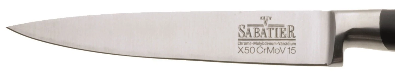 V Sabatier Utility Knife 11cm With Black, Triple-riveted Handle 4 V Sabatier Utility Knife 11cm With Black, Triple-riveted Handle - Image 2